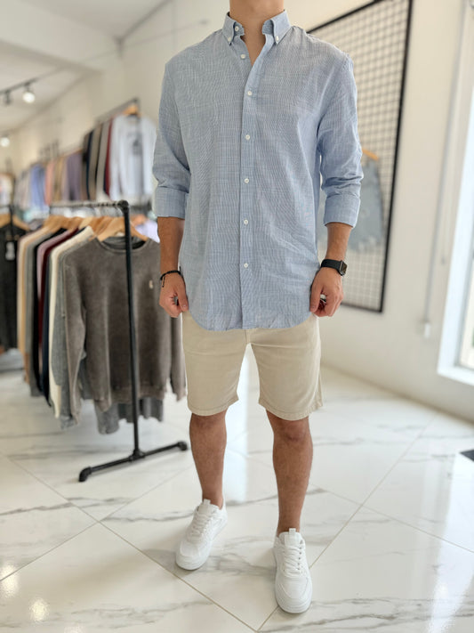 Camisa lino celeste