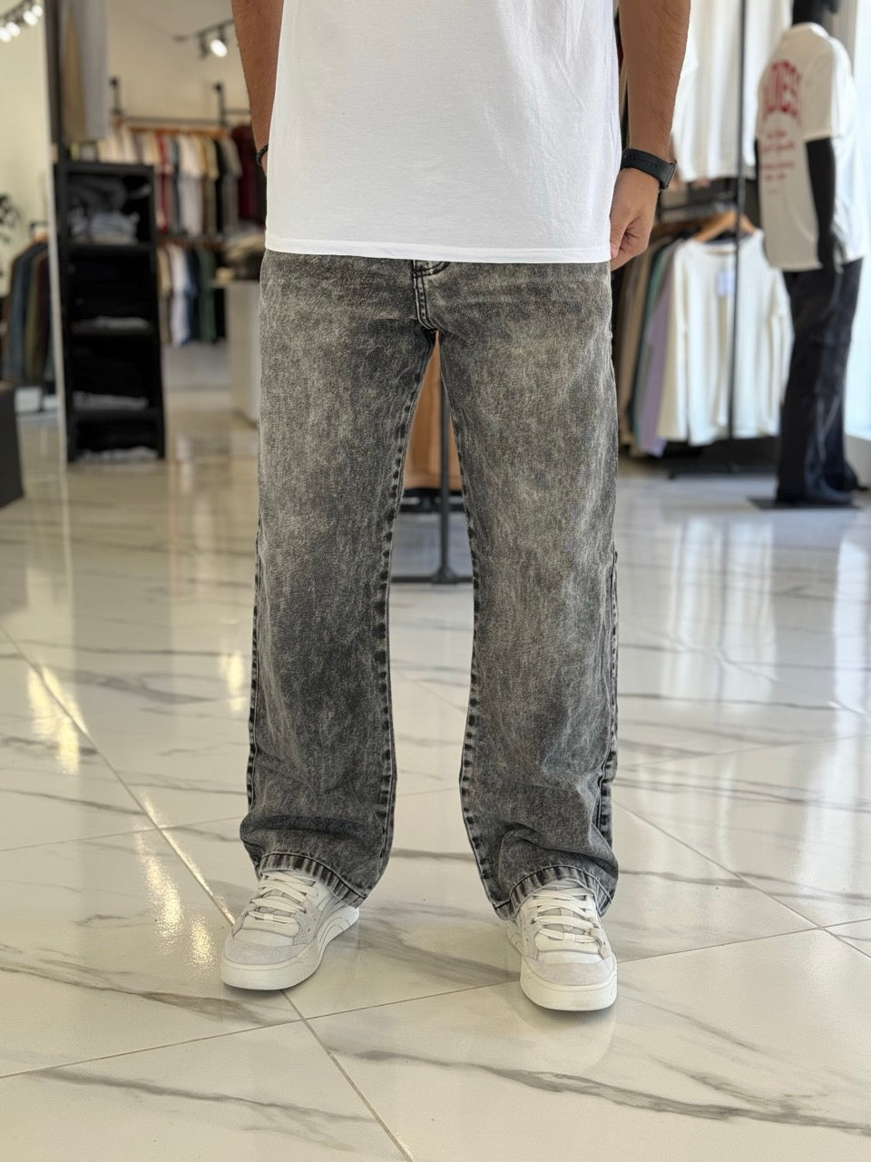 Jean "Soho" gris flameado