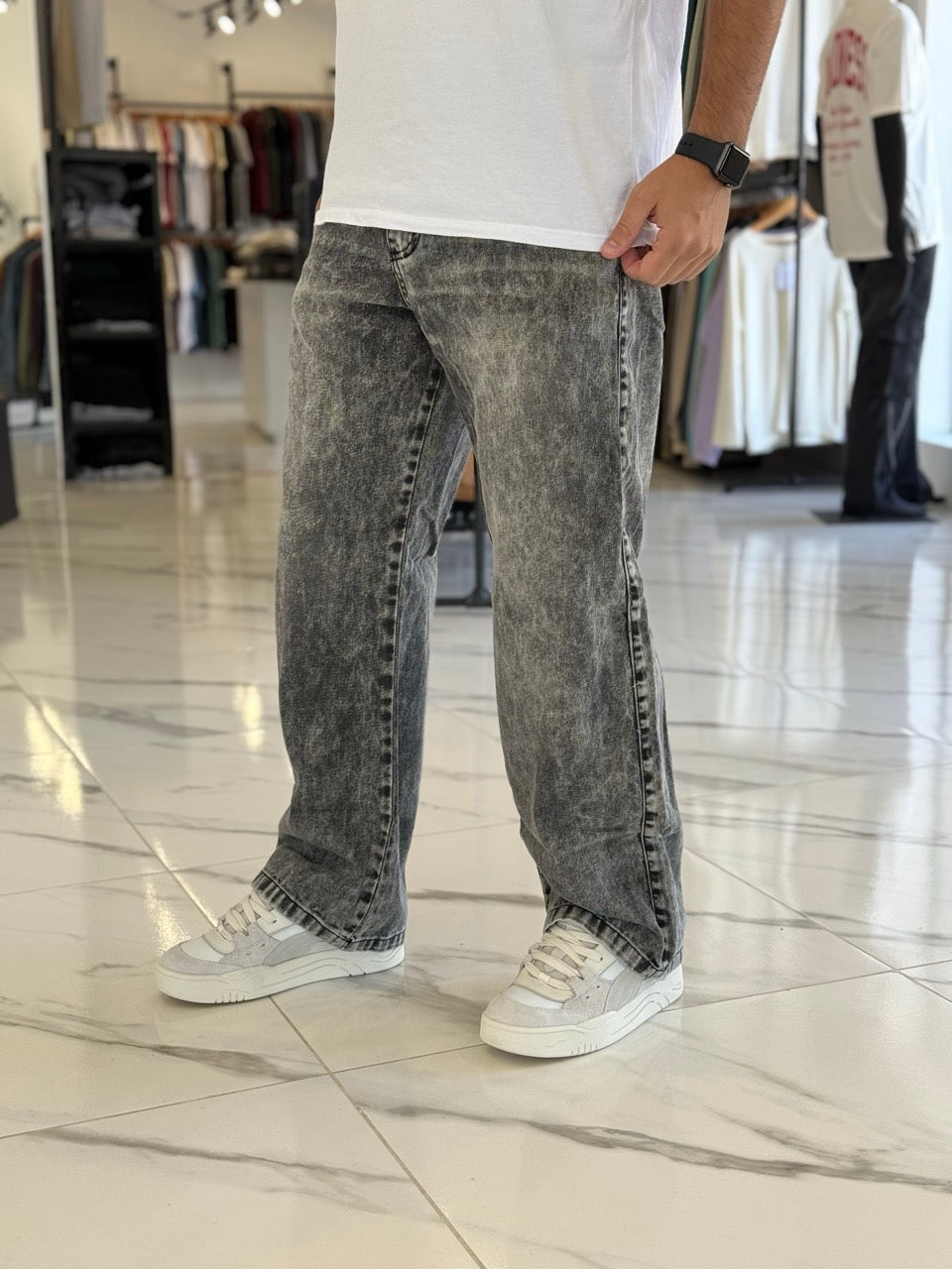 Jean "Soho" gris flameado