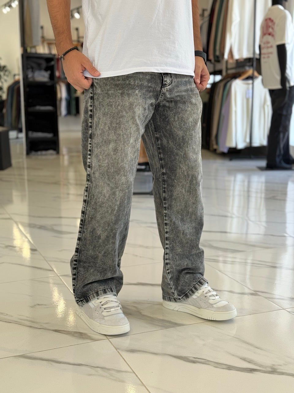 Jean "Soho" gris flameado