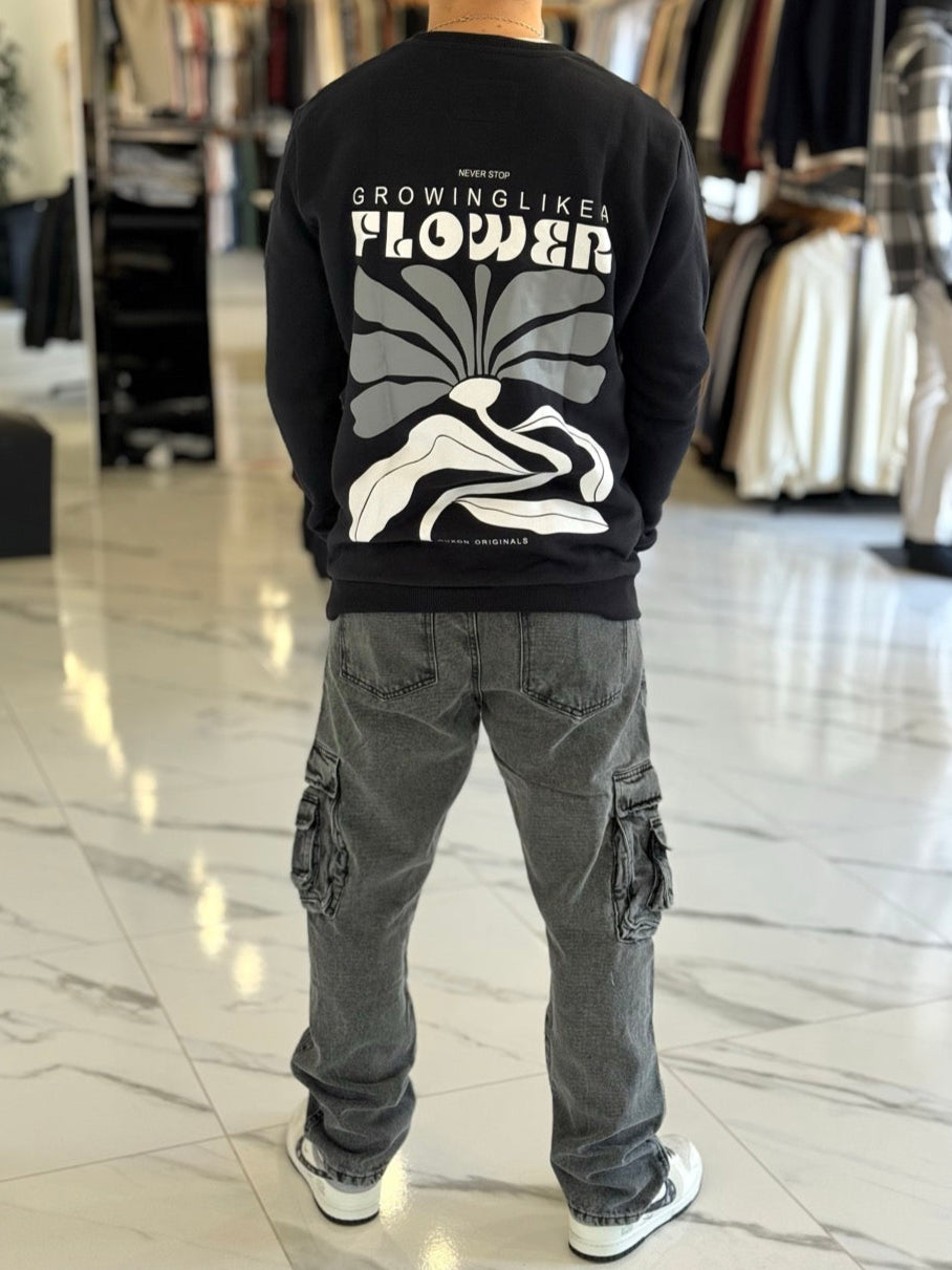 Buzo a la base "flower" negro