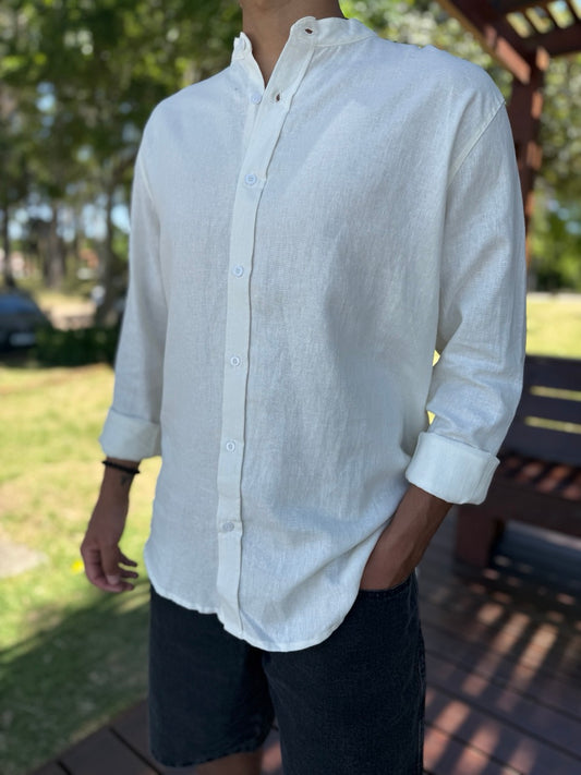 Camisa oversize lino mao crudo