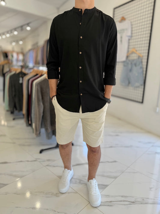 Camisa lino mao negra