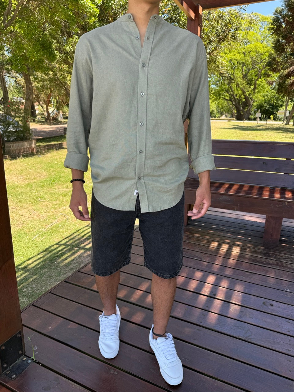 Camisa oversize lino mao verde