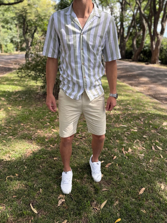 Camisa MC rayada verde