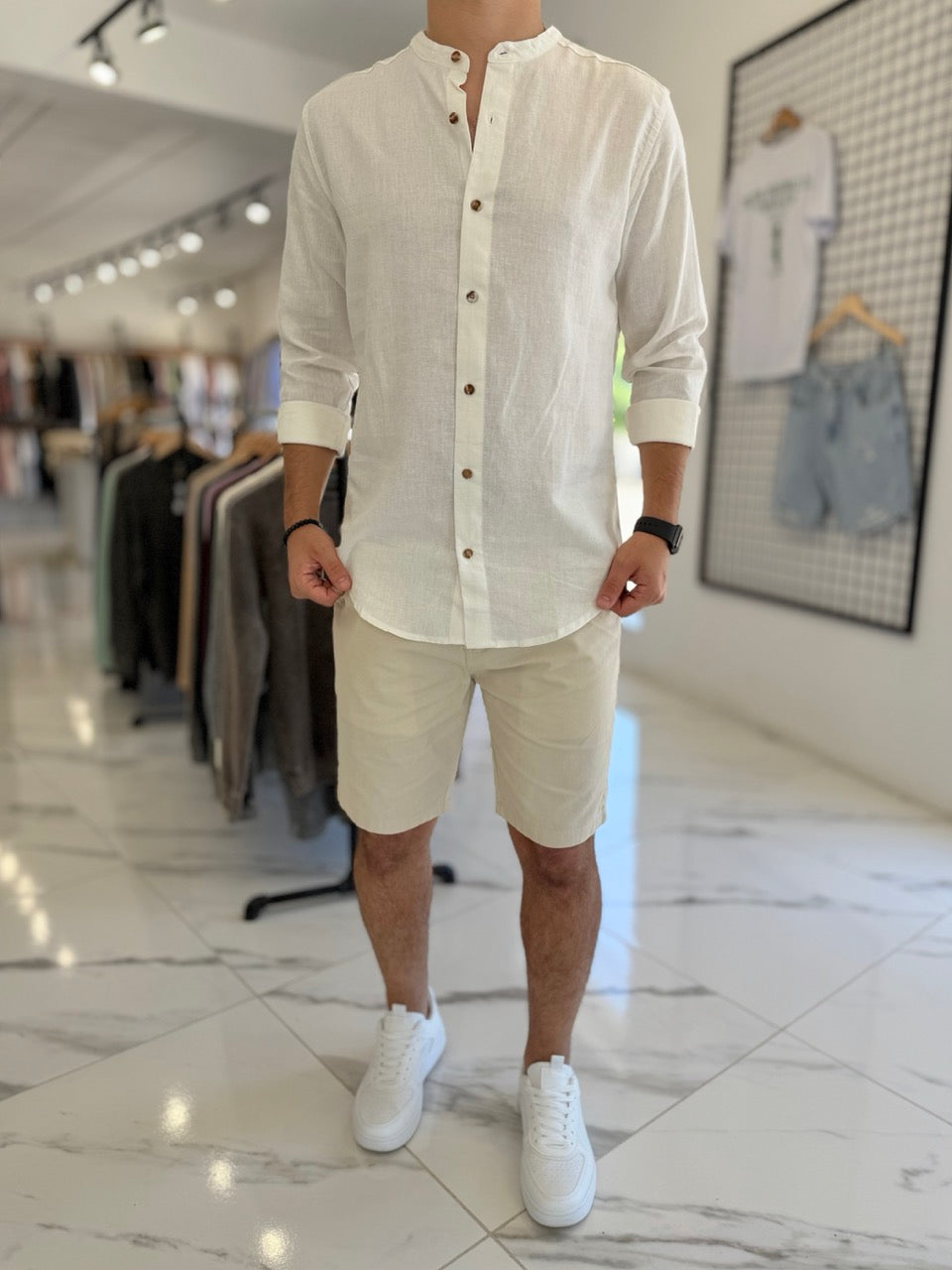 Camisa lino mao blanca