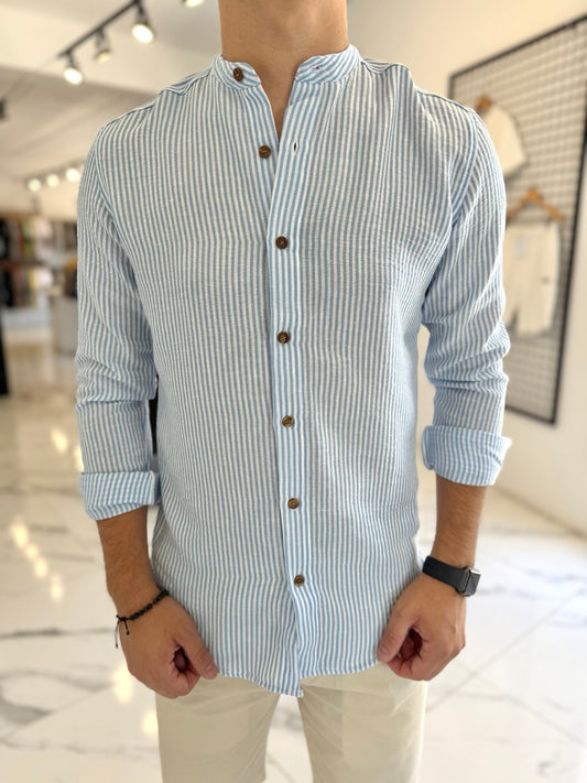 Camisa lino mao raya celeste