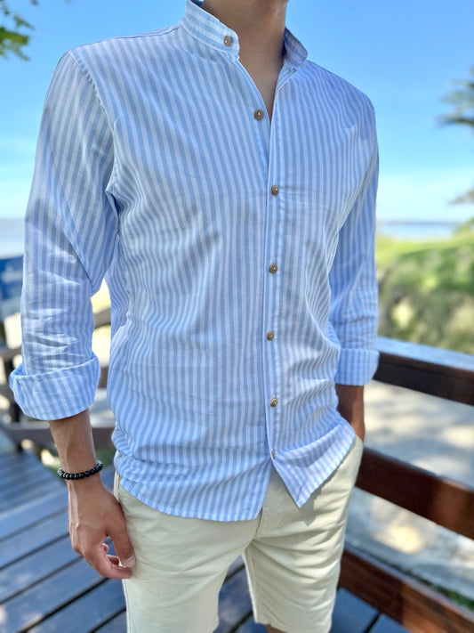 Camisa mao raya celeste