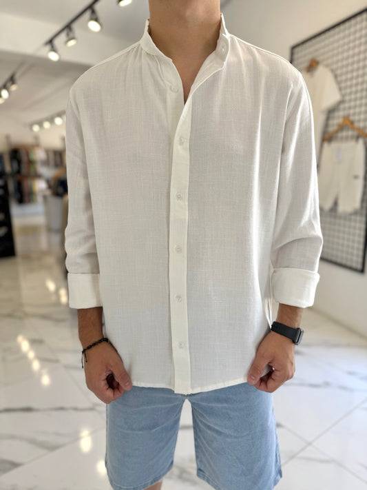 Camisa oversize lino mao blanca