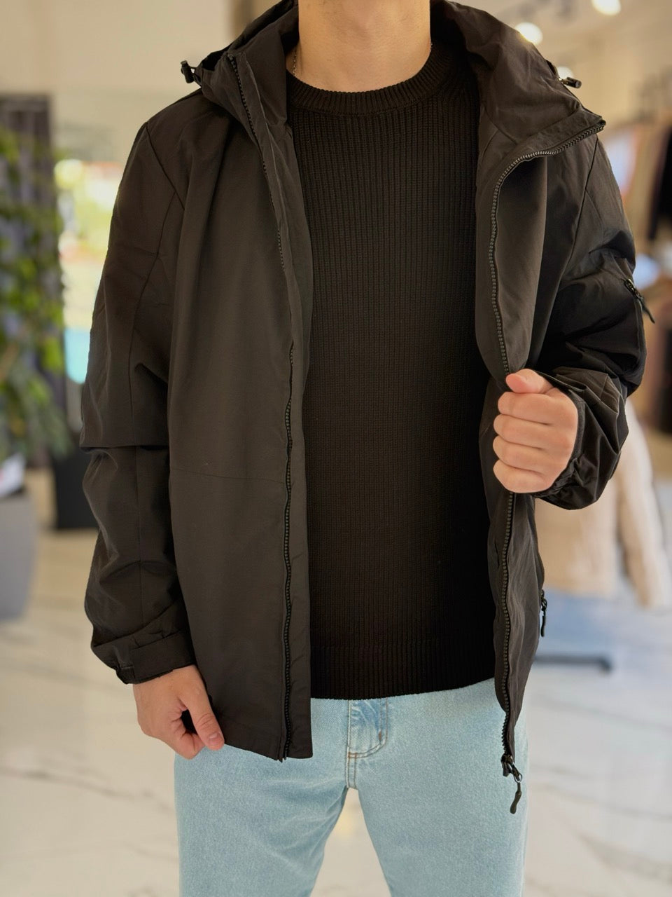Campera 2 en 1 impermeable negra
