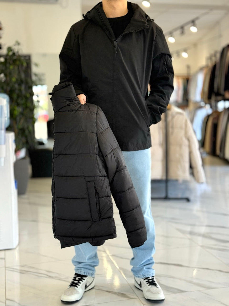 Campera 2 en 1 impermeable negra