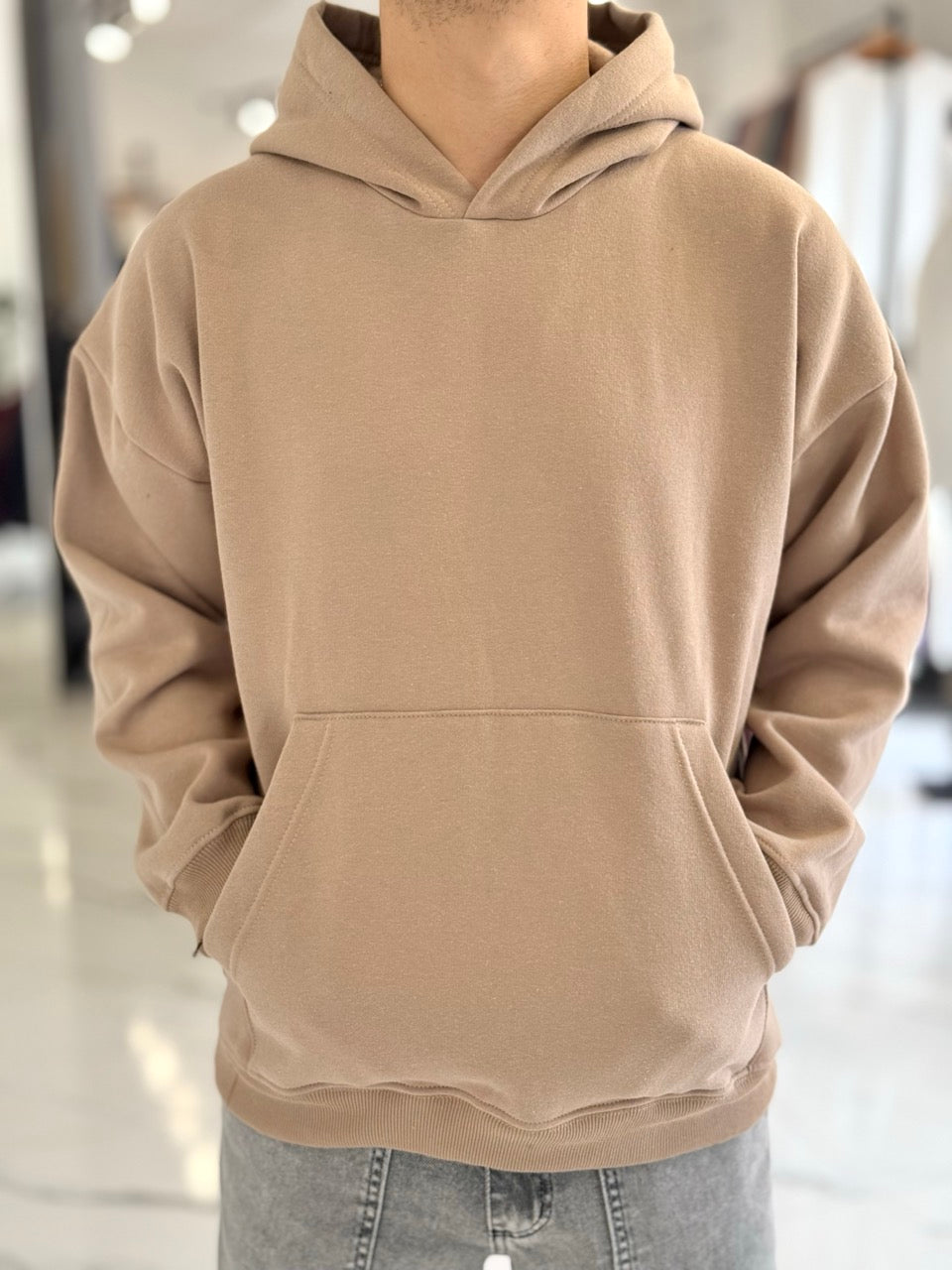 Canguro oversize tostado liso