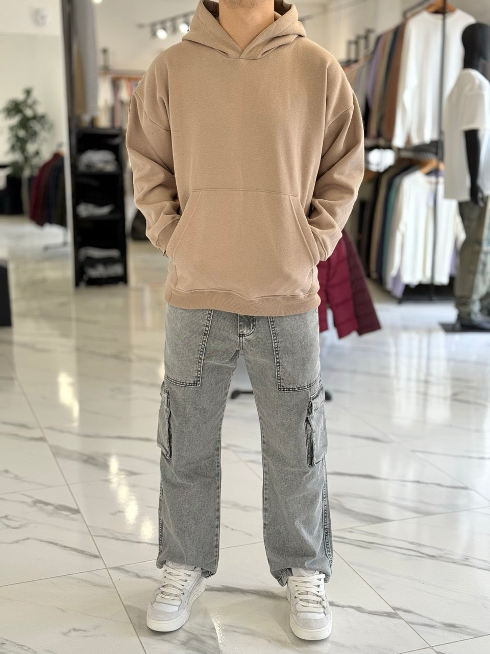 Canguro oversize tostado liso