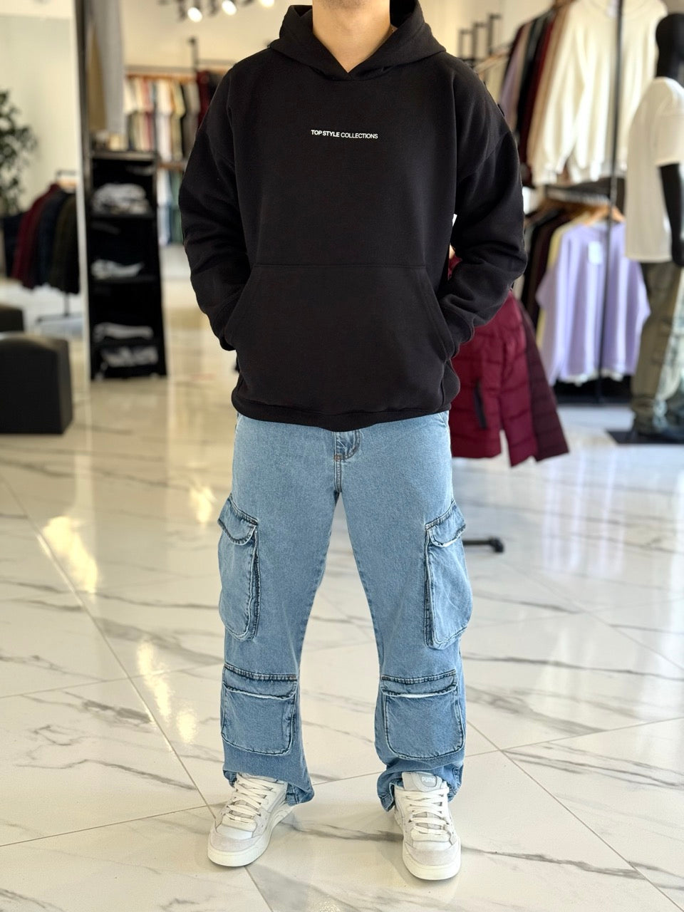 Canguro oversize negro "story"