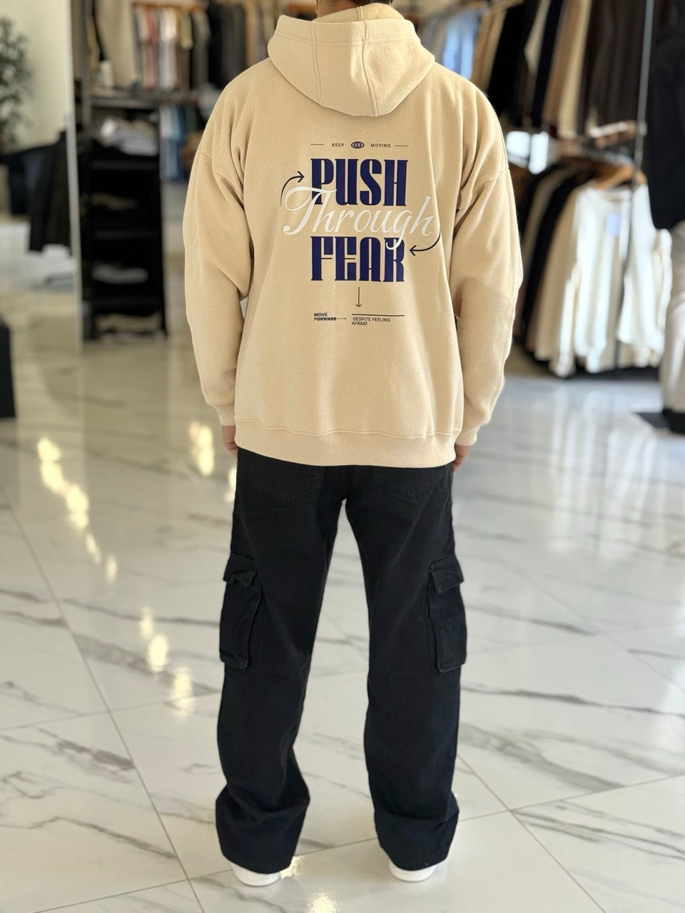 Canguro oversize beige "through"