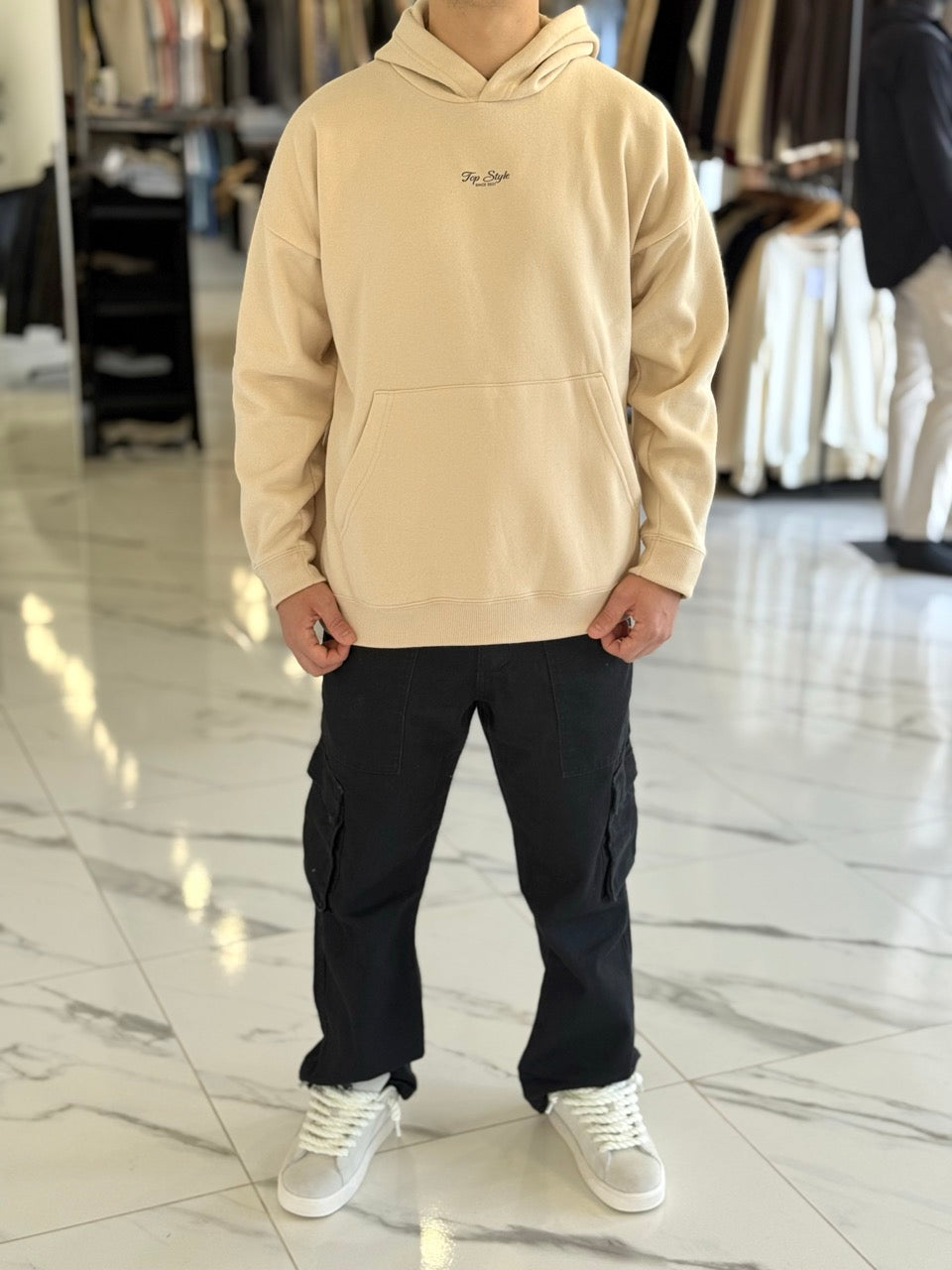Canguro oversize beige "through"