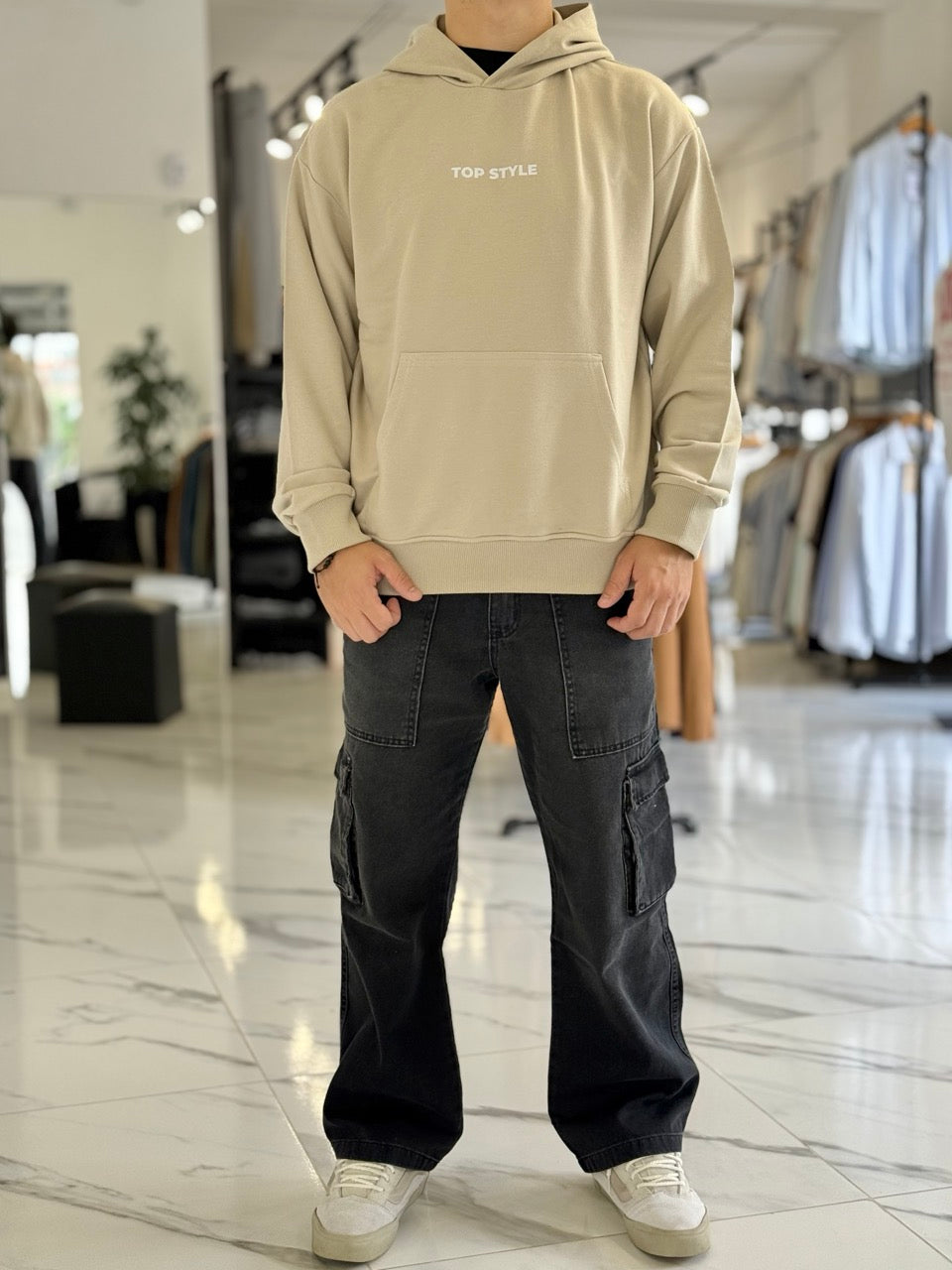 Canguro oversize beige "brand"