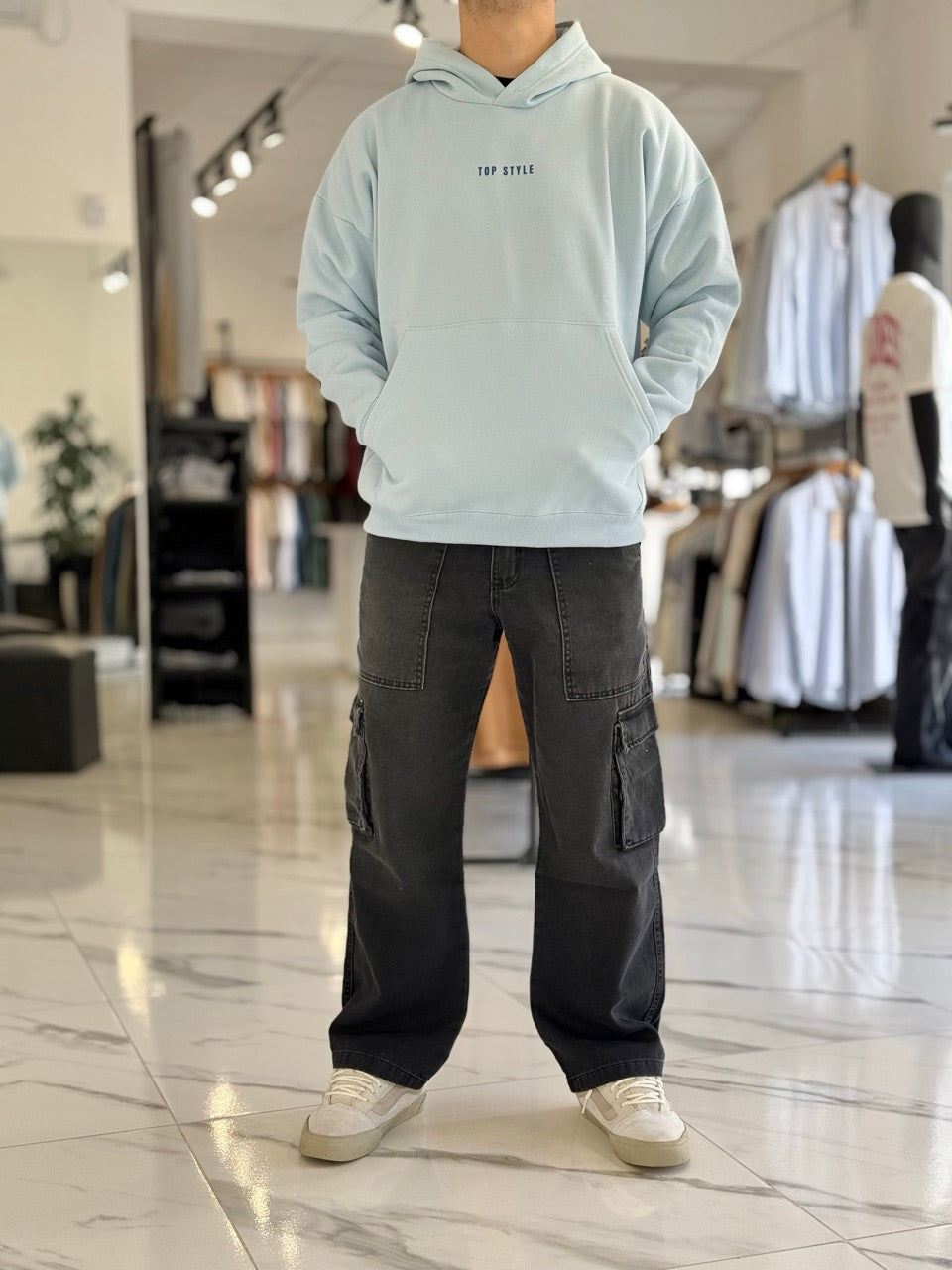 Canguro oversize celeste "escape"
