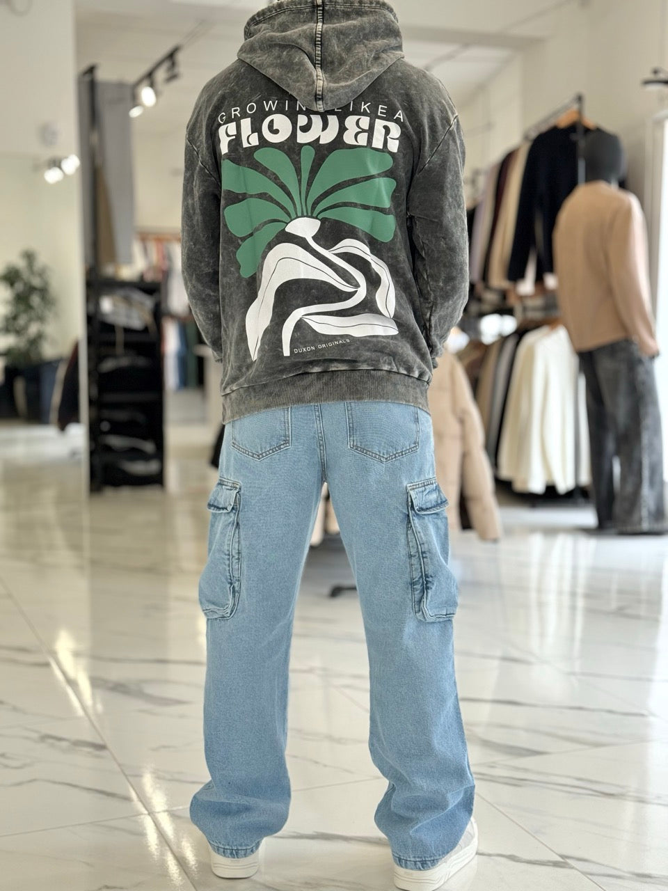 Canguro oversize gastado "Flower"