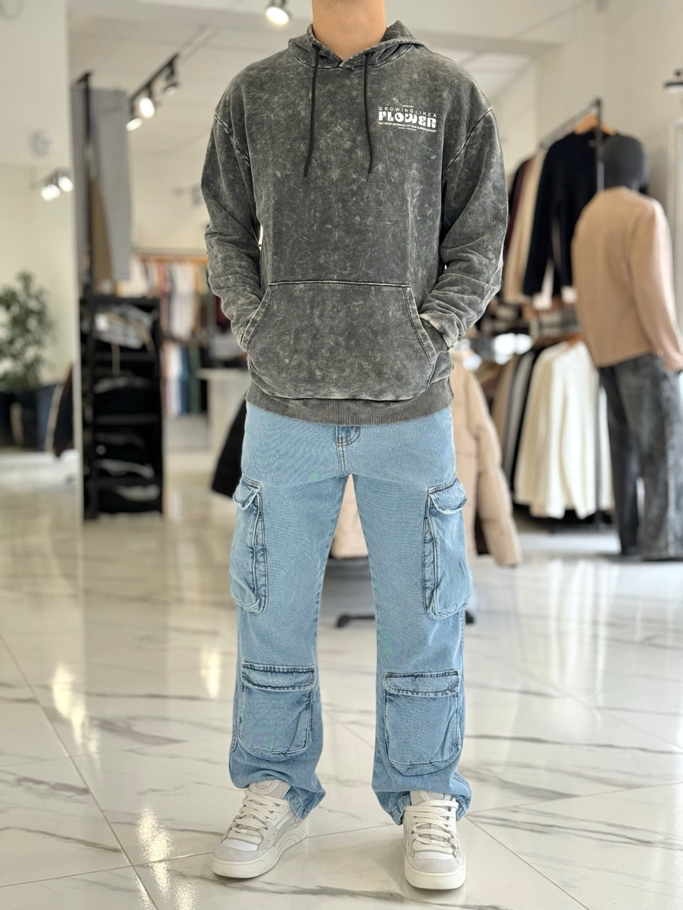 Canguro oversize gastado "Flower"