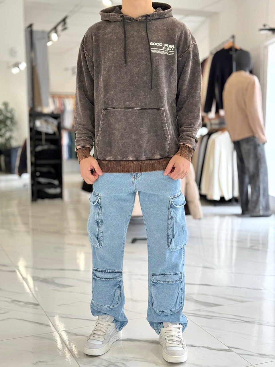 Canguro oversize gastado "Good Plan"