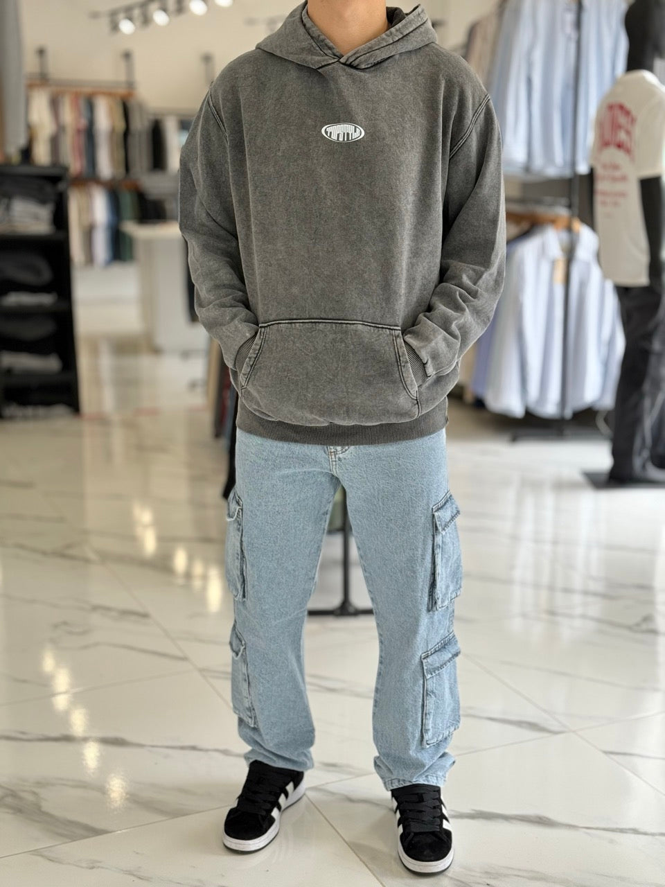 Canguro oversize gastado "top style"