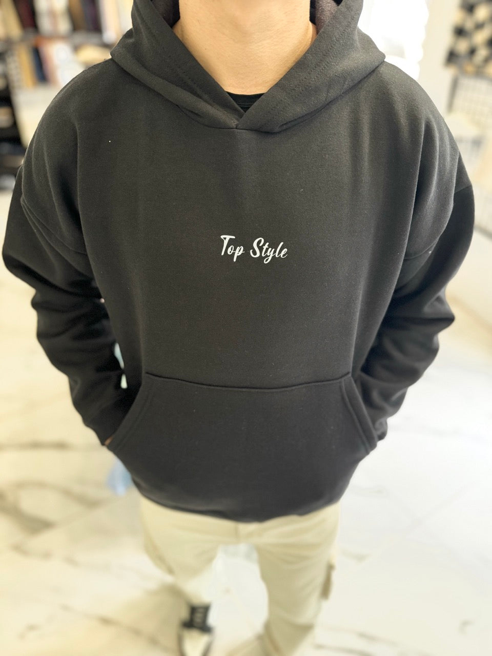 Canguro oversize negro "rosa"