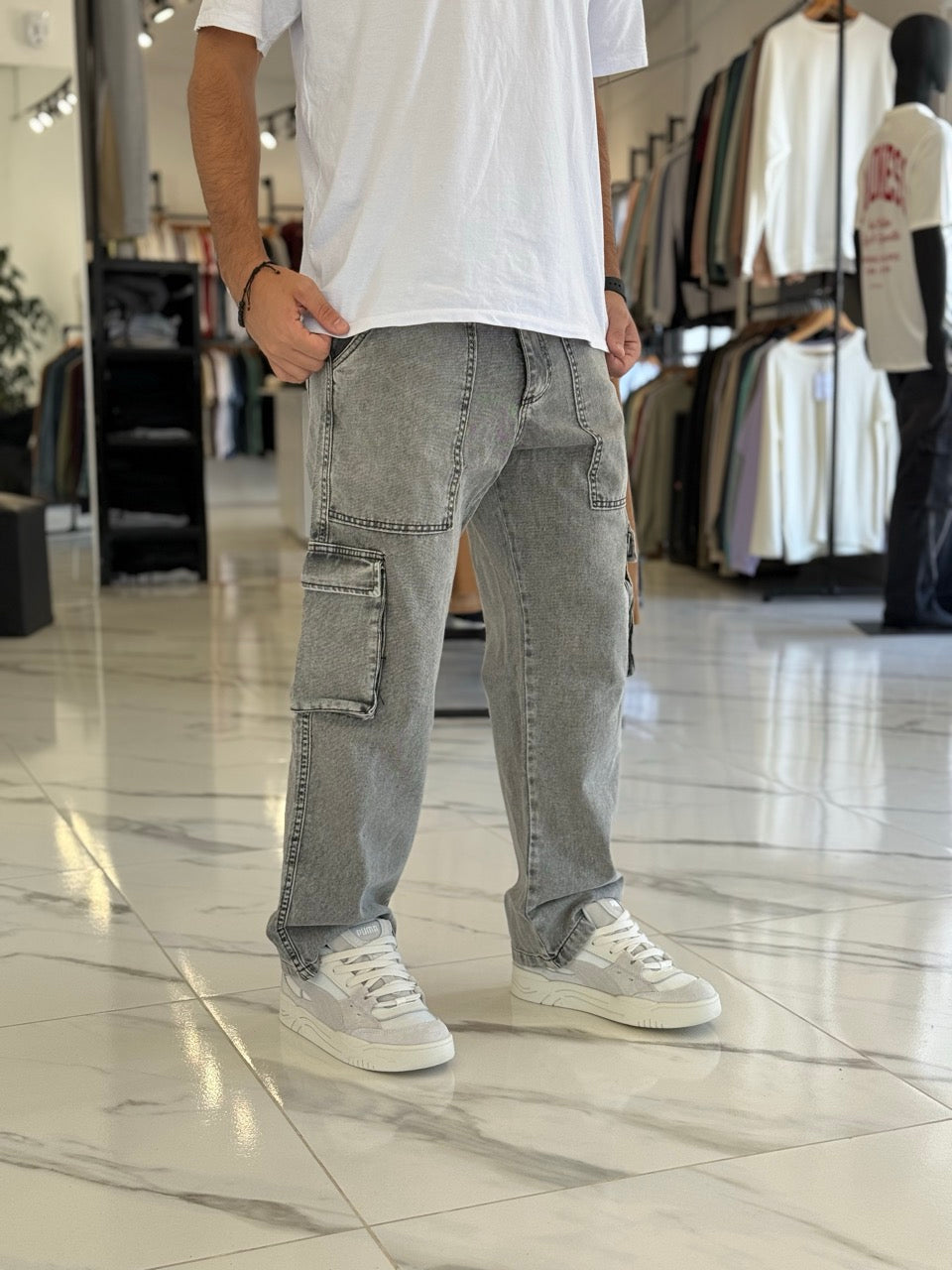 Jean cargo "Harlem" gris
