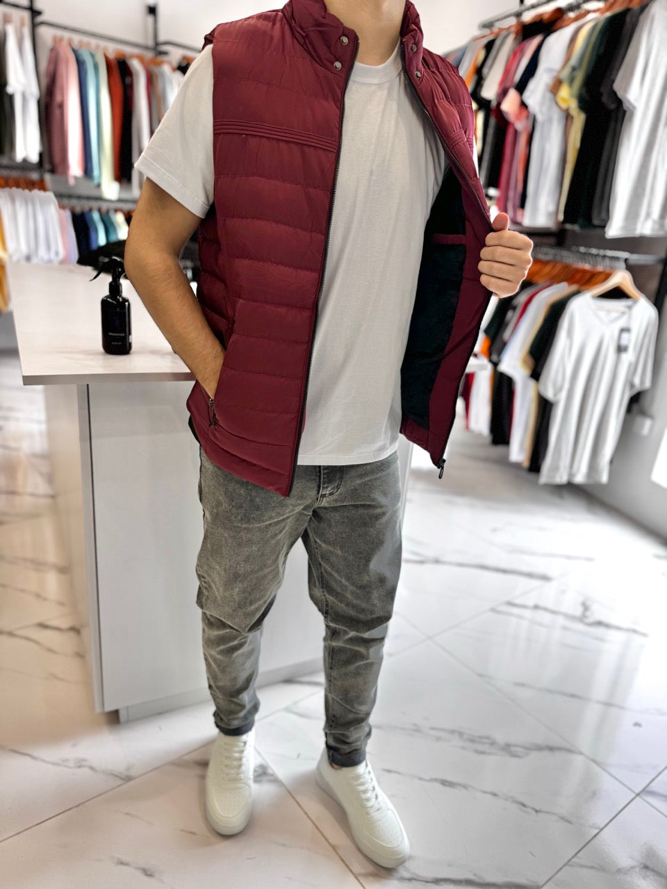 Chaleco nylon bordo