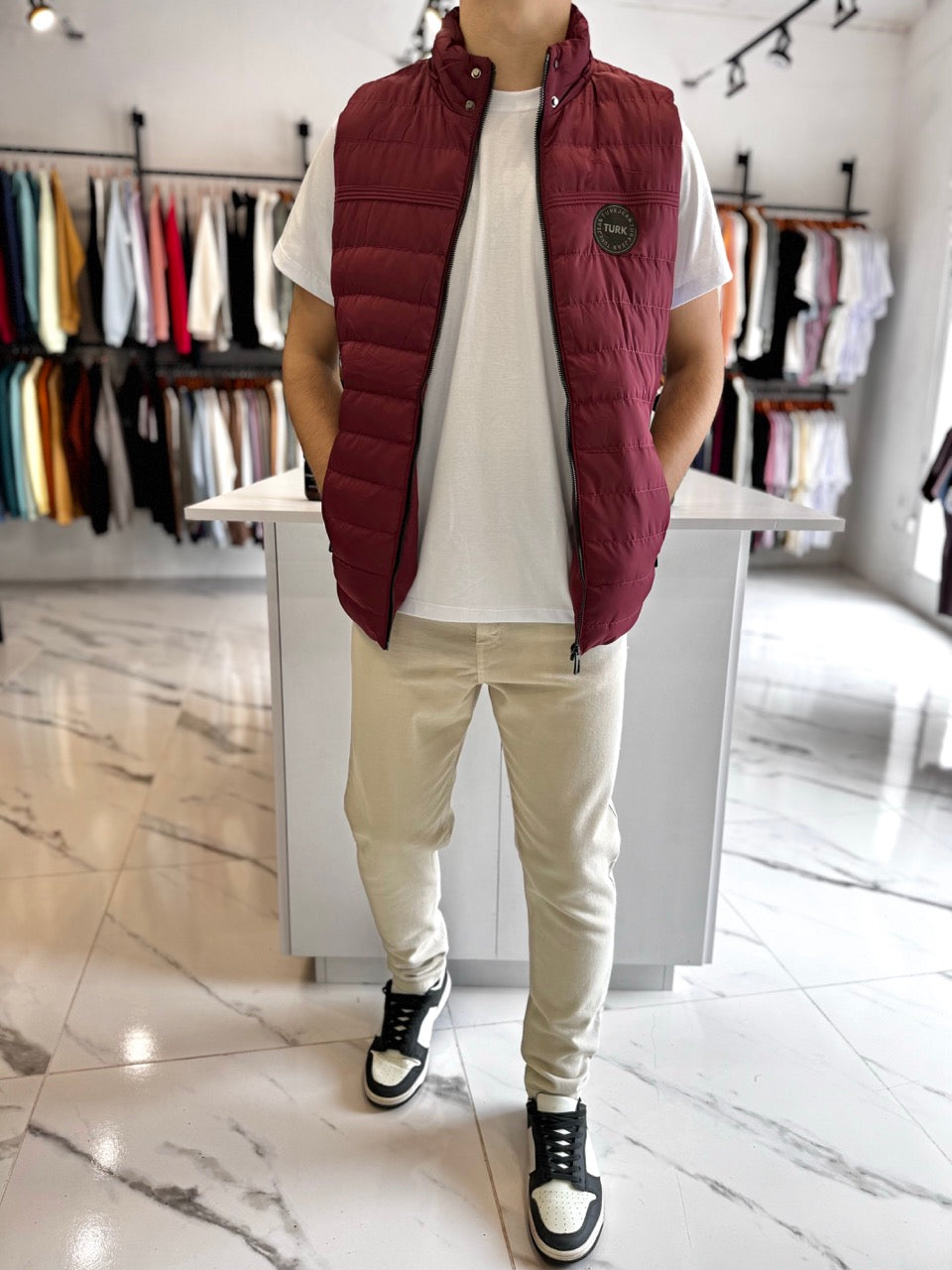 Chaleco nylon bordo