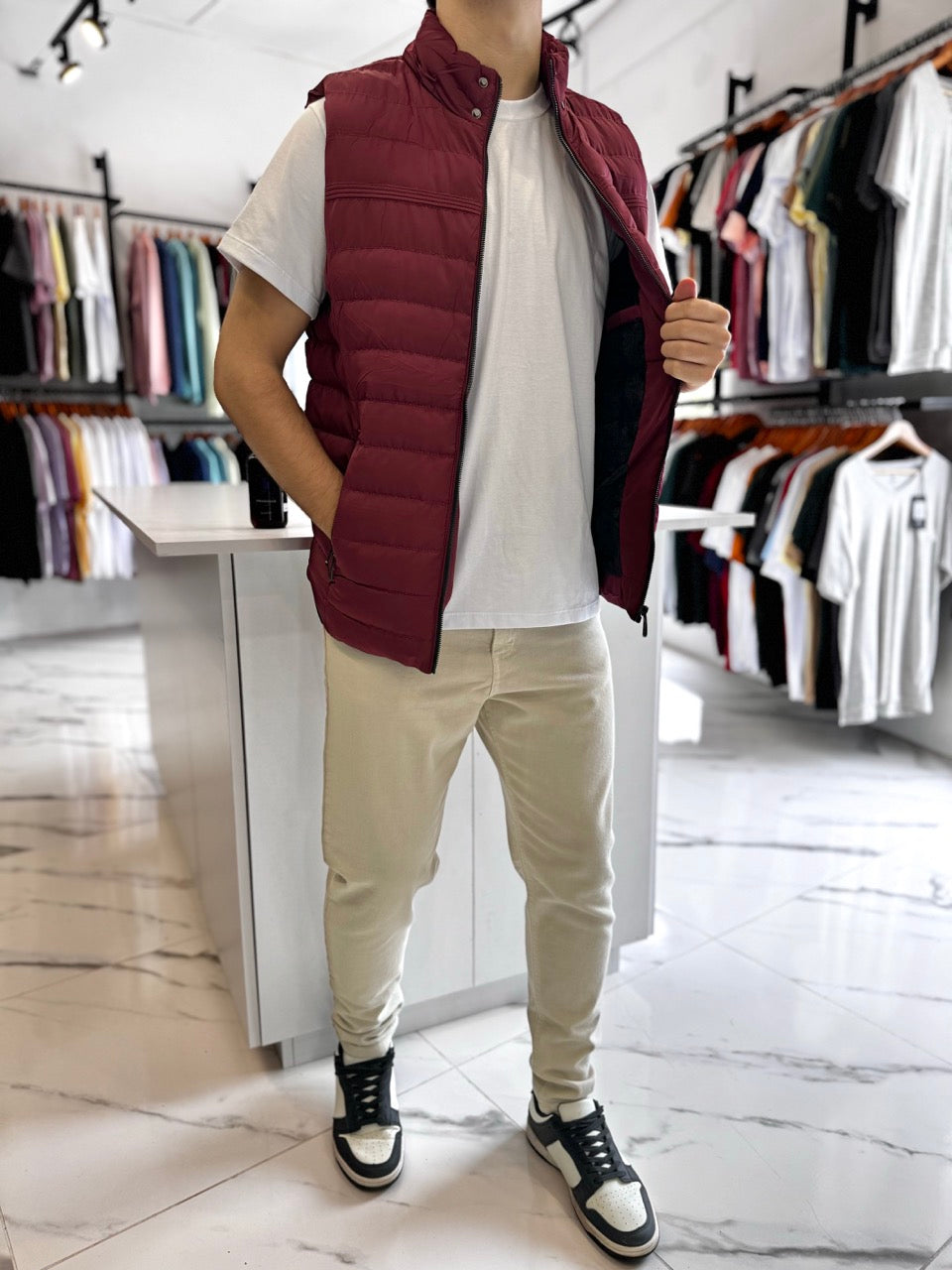 Chaleco nylon bordo