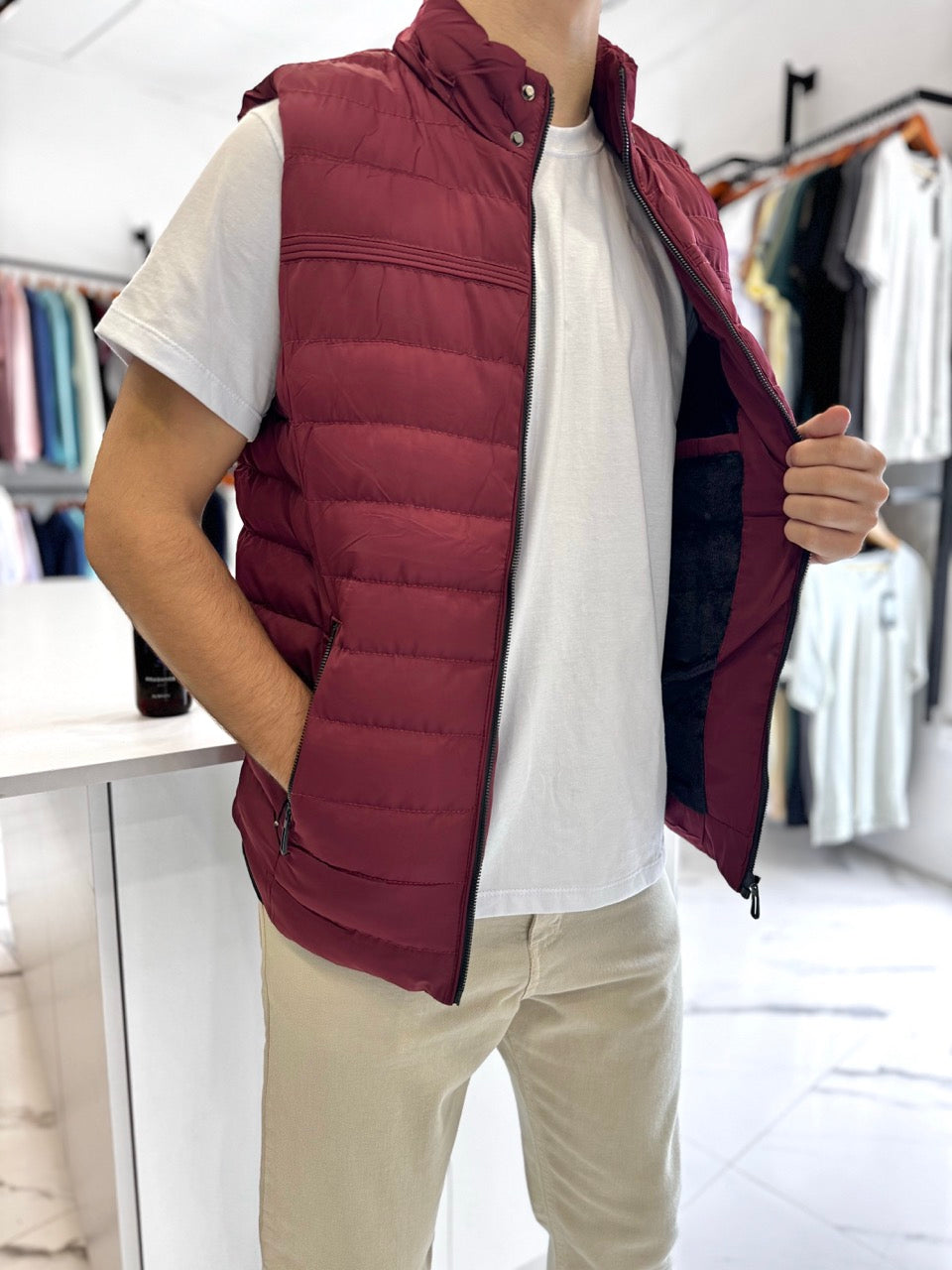 Chaleco nylon bordo