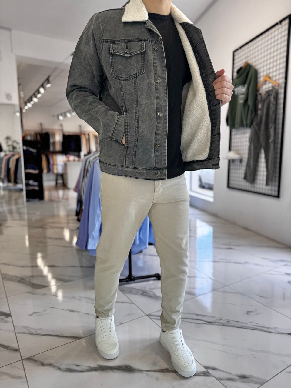 Chaqueta jean grey c/corderito