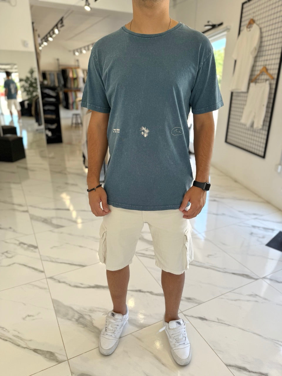 Remera gastada azul “Plant”