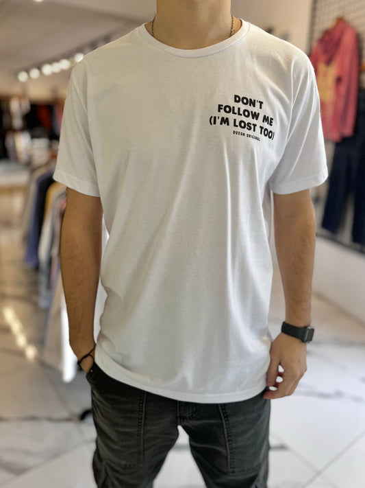 Remera doble estampa blanca “don't follow me”