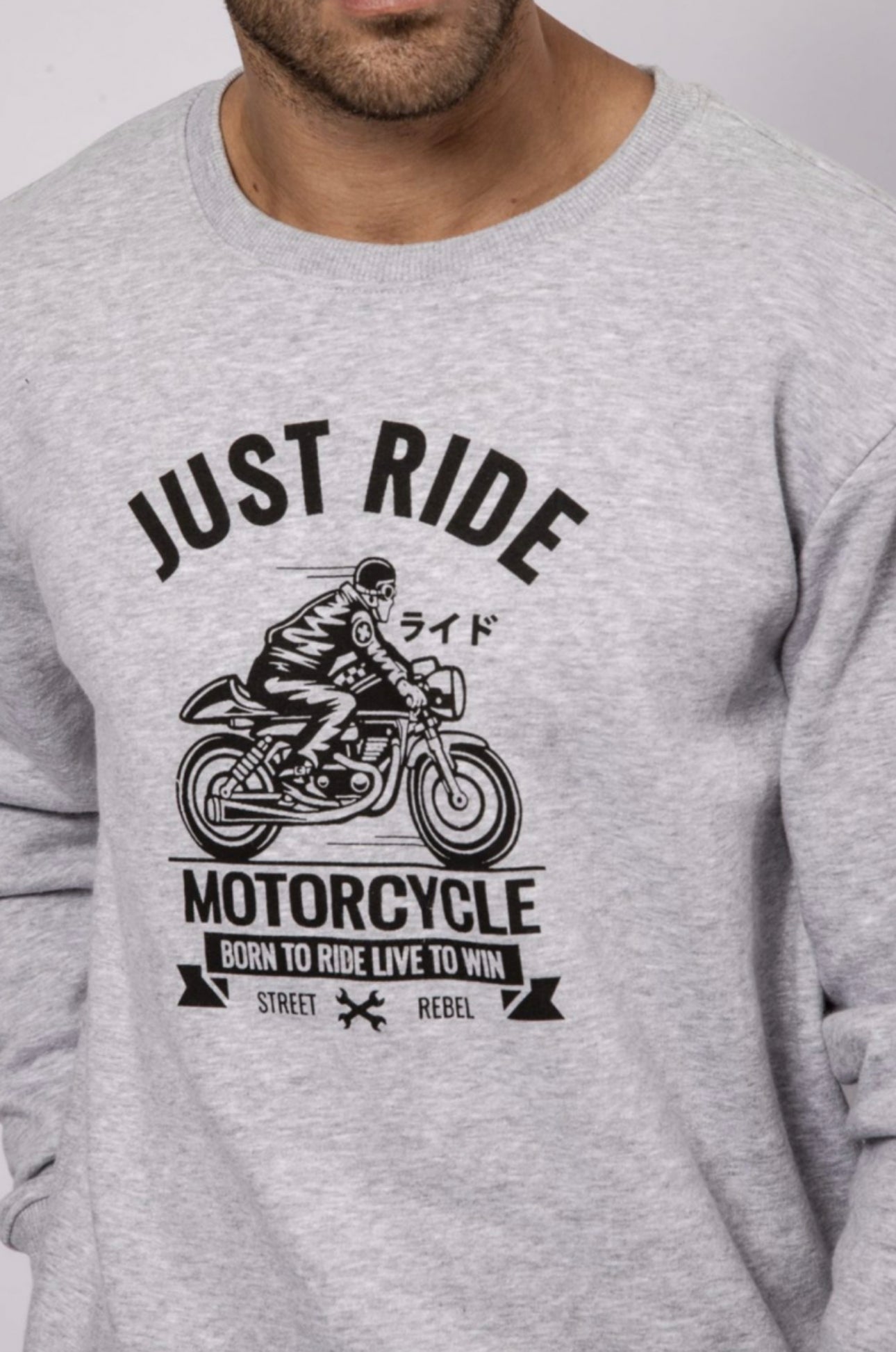 Buzo con felpa gris "motorcycle"