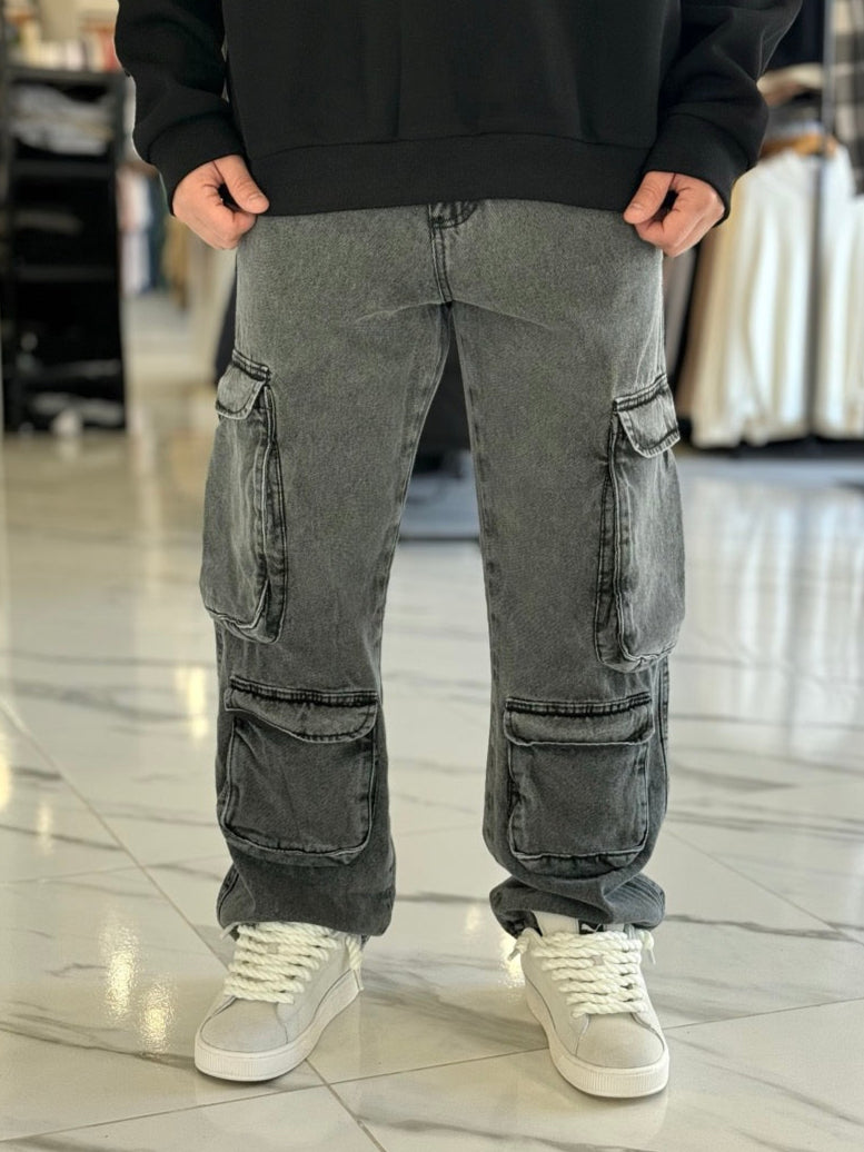 Jean cargo "Queens" gris oscuro