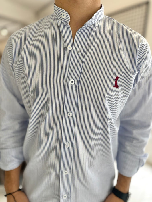 Camisa mao rayada azul