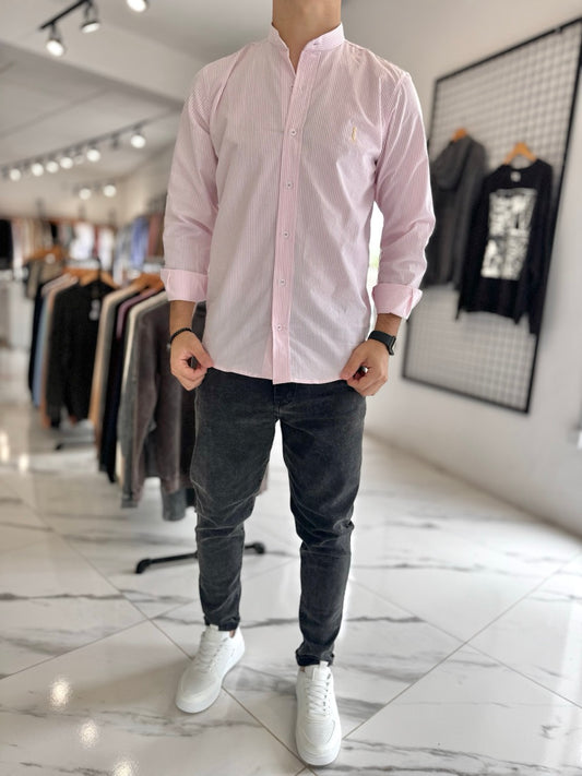 Camisa mao rayada rosada