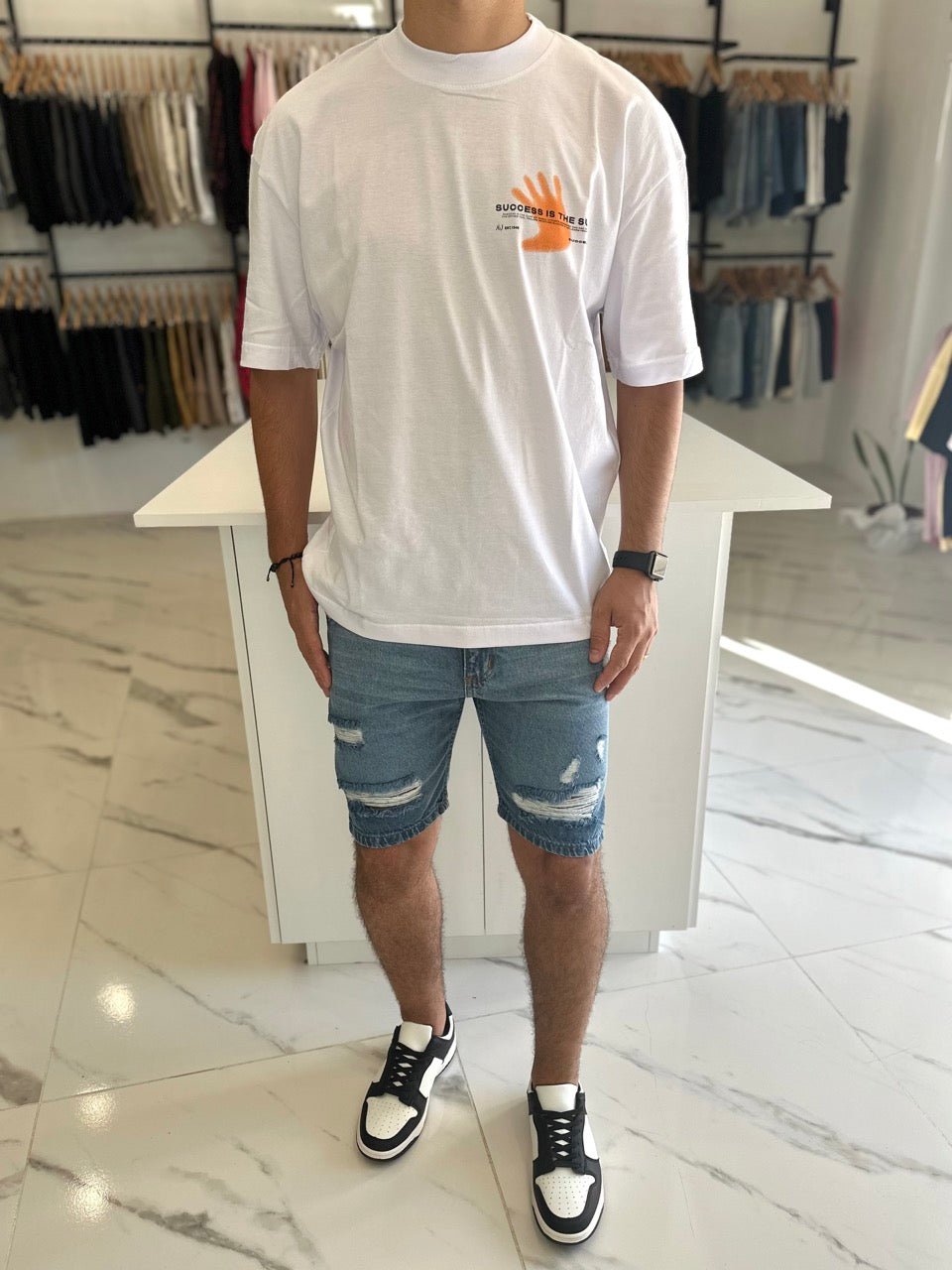 Remera oversize blanca “success”