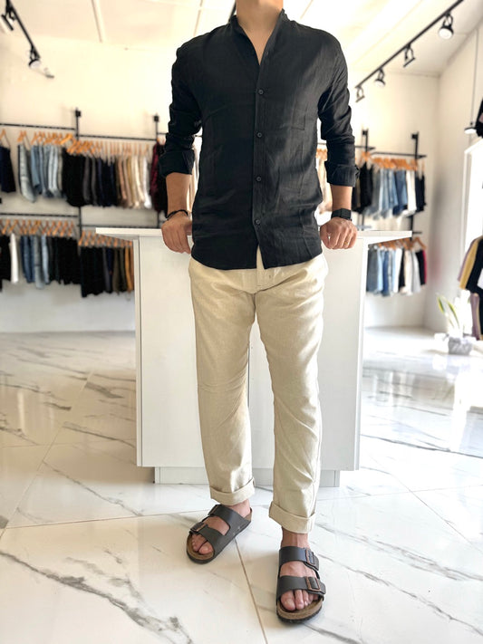 Pantalón de lino beige