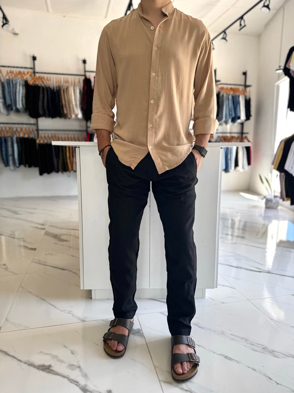 Pantalón de lino negro