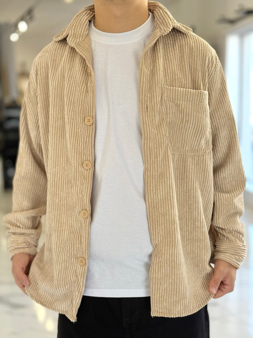Sobrecamisa de pana beige