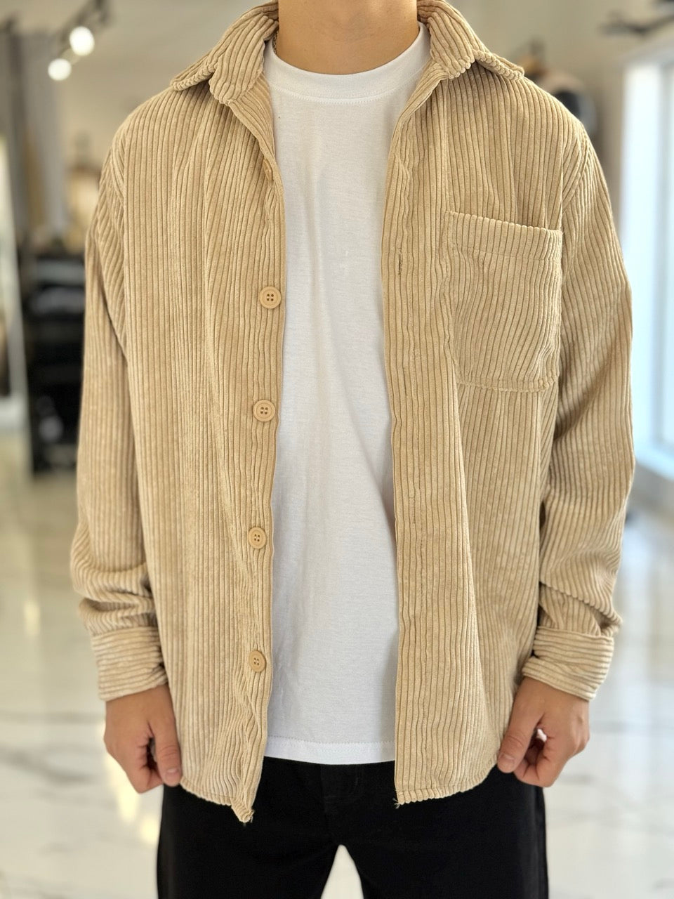 Sobrecamisa de pana beige