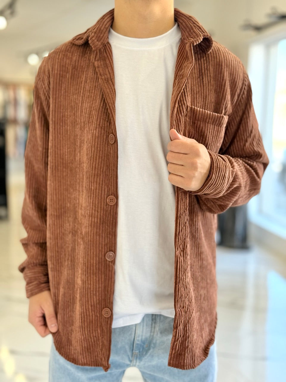 Sobrecamisa de pana chocolate