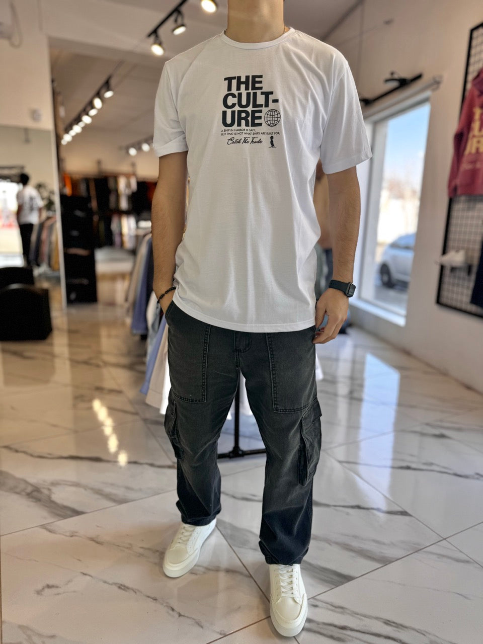 Remera doble estampa blanca “the culture”