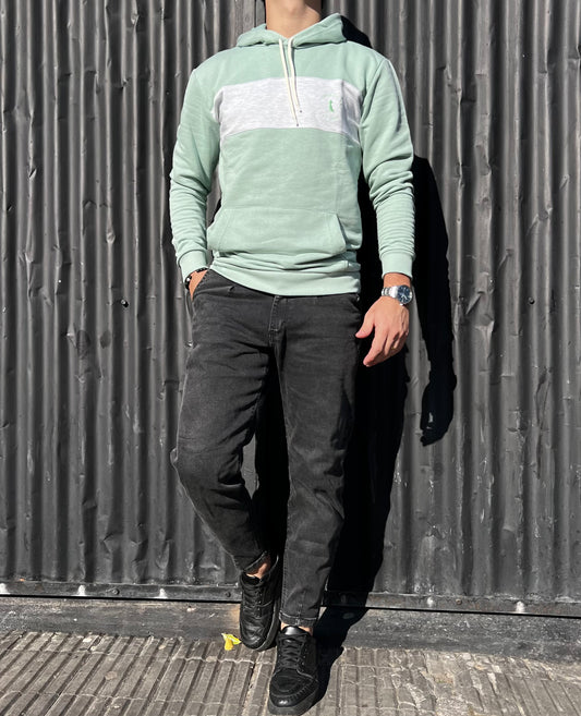 Canguro sin felpa verde franja gris