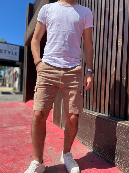 Bermuda gabardina cargo