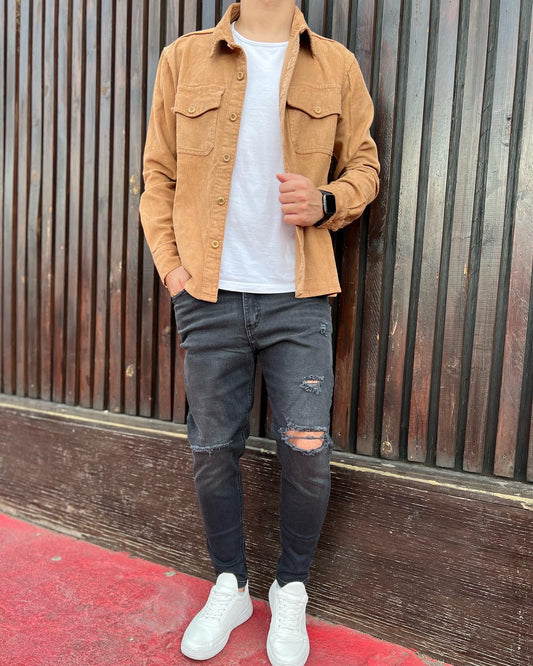 Chaqueta pana oversize marrón