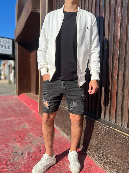 Bomber deportiva blanca